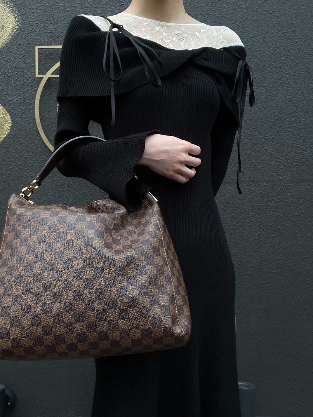 LOUIS VUITTON Damier Portobello Tote Bag PVC Brown Gold Hardware