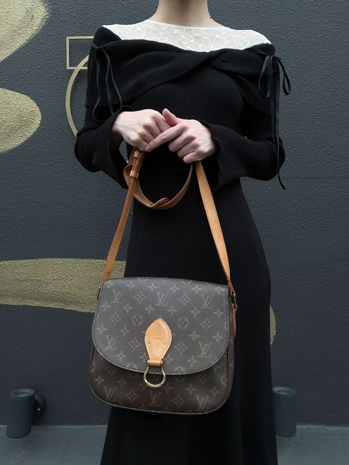 LOUIS VUITTON Monogram Saint Cloud GM Shoulder Bag PVC Brown