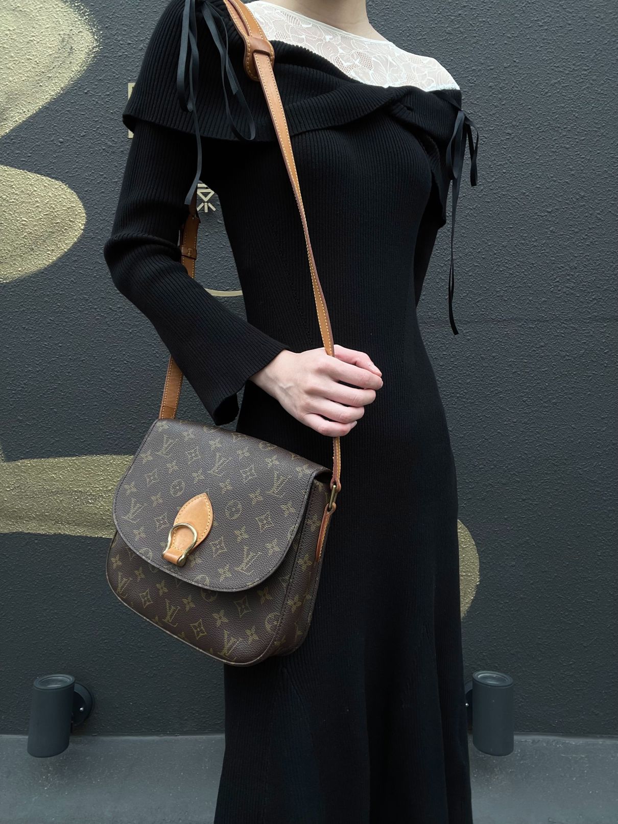 LOUIS VUITTON Monogram Saint Cloud GM Shoulder Bag PVC Brown