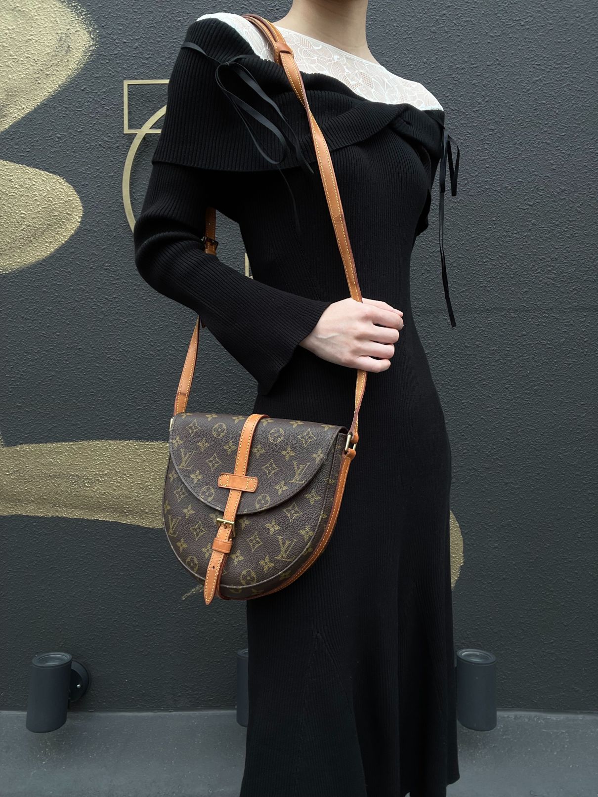 LOUIS VUITTON Monogram Chantilly GM Shoulder Bag Pvc Brown