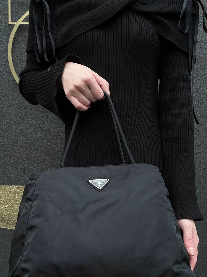 PRADA Tote Bag, Black Nylon Shoulder Bag