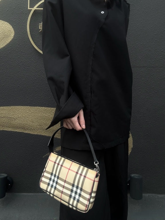 BURBERRY Nova Check Handbag PVC & Leather Beige Shoulder Bag