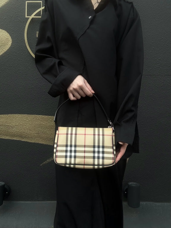 BURBERRY Nova Check Handbag PVC & Leather Beige Shoulder Bag