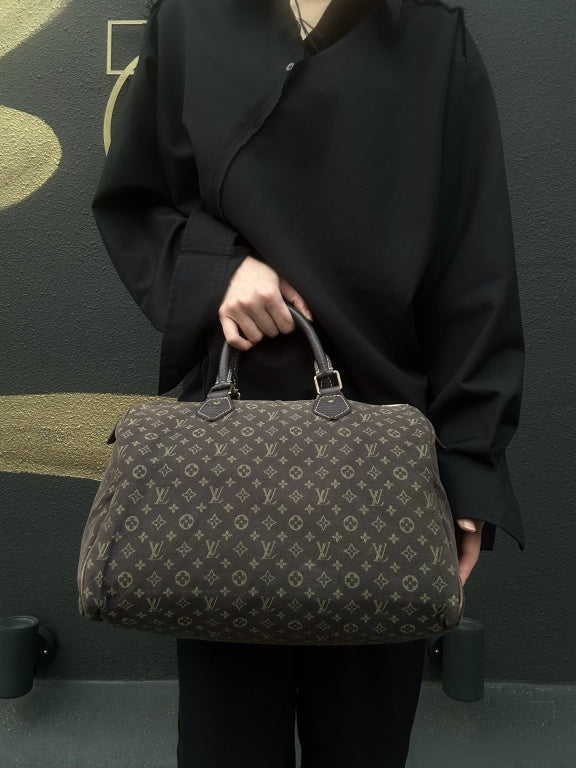 LOUIS VUITTON Speedy 30 Monogram Ideal Handbag Brown Denim