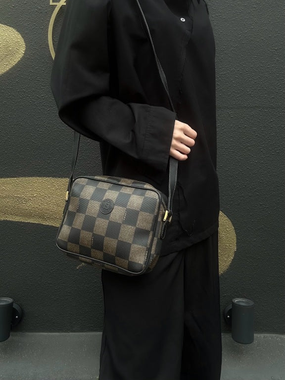 FENDI Pecan Shoulder Bag Brown Gold Hardware PVC Crossbody Bag
