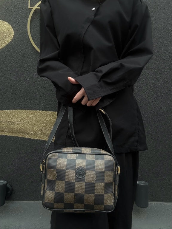 FENDI Pecan Shoulder Bag Brown Gold Hardware PVC Crossbody Bag
