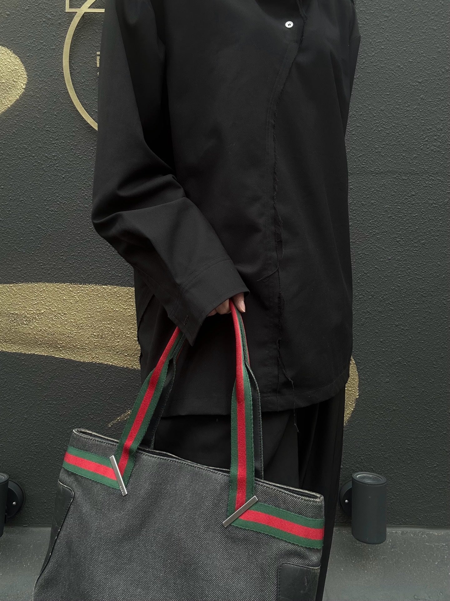 GUCCI Sherry Line Tote Bag, GG Canvas, Grey, With Dust Bag