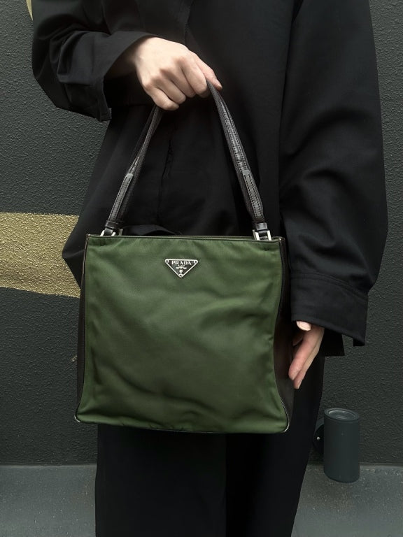 PRADA Pocono Tote Bag Nylon Green