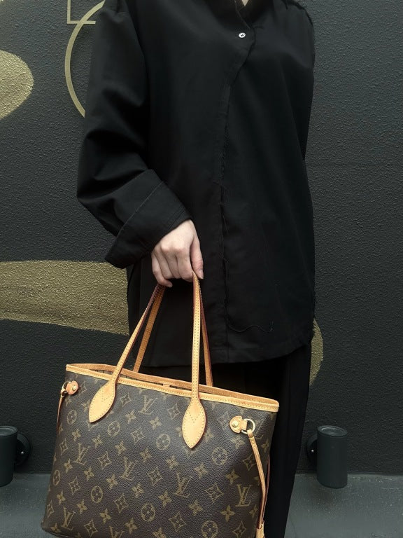 LOUIS VUITTON Neverfull PM Monogram Canvas Tote Bag Brown Shoulder Bag