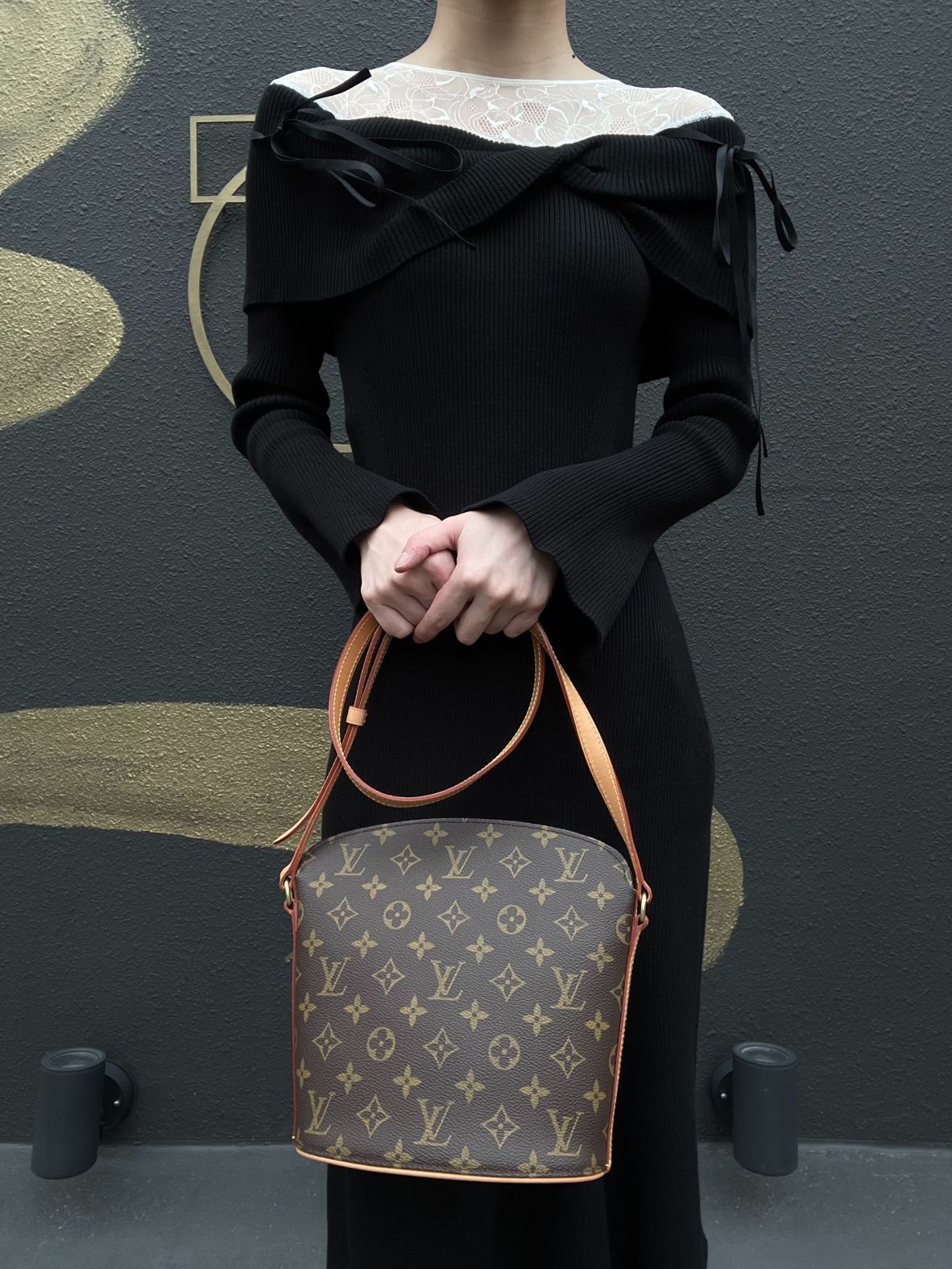 LOUIS VUITTON Monogram Drouot Shoulder Bag Pvc Brown