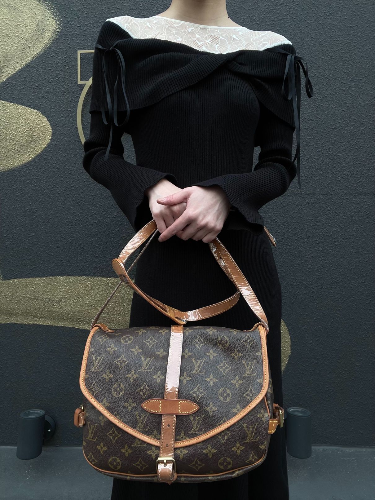 LOUIS VUITTON Monogram Saumur 30 Shoulder Bag Pvc Brown