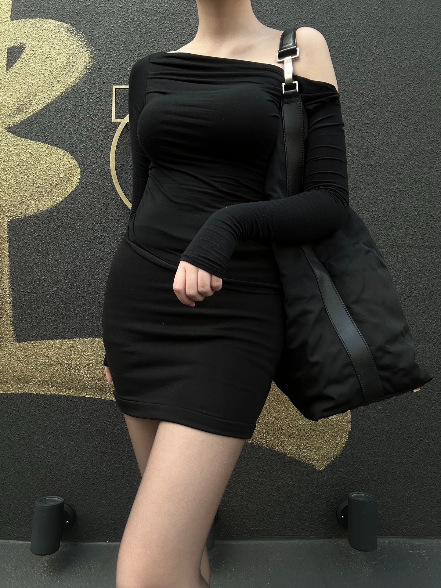 GUCCI Black Canvas Hobo Bag