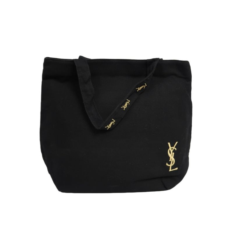 YSL Saint Laurent Logo Canvas Tote Bag Black