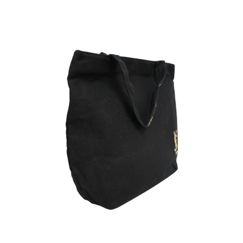 YSL Saint Laurent Logo Canvas Tote Bag Black