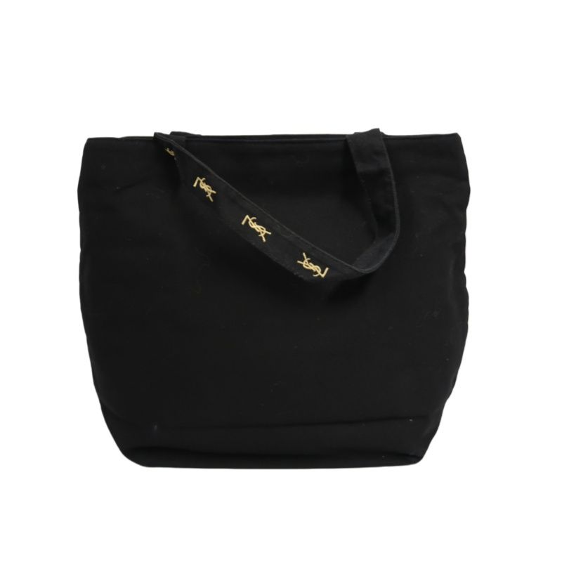 YSL Saint Laurent Logo Canvas Tote Bag Black