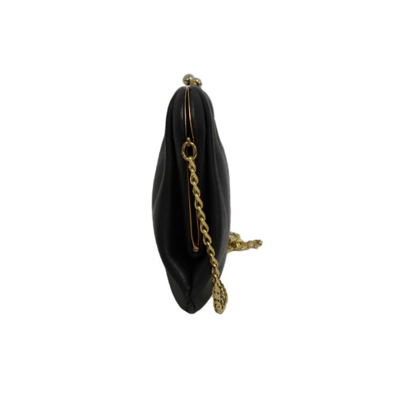 CELINE Vintage Frame Shoulder Bag Leather Black with Gold Hardware