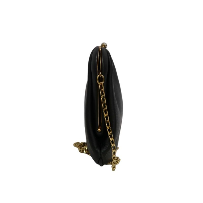 CELINE Vintage Frame Shoulder Bag Leather Black with Gold Hardware