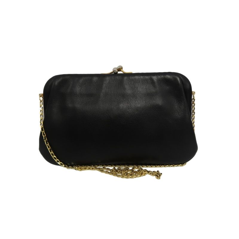 CELINE Vintage Frame Shoulder Bag Leather Black with Gold Hardware
