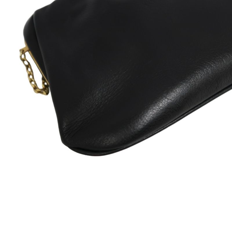 CELINE Vintage Frame Shoulder Bag Leather Black with Gold Hardware