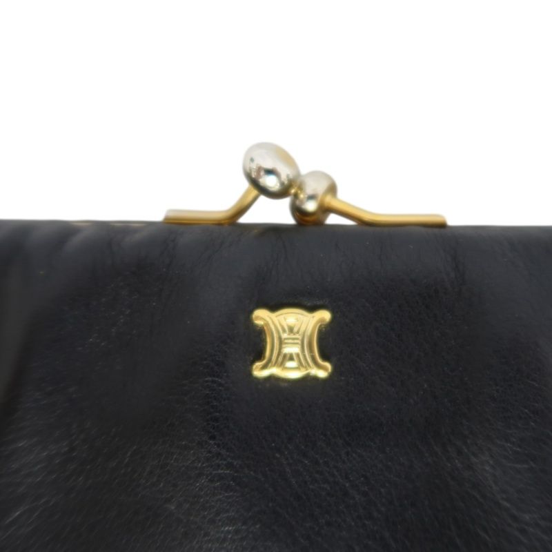CELINE Vintage Frame Shoulder Bag Leather Black with Gold Hardware