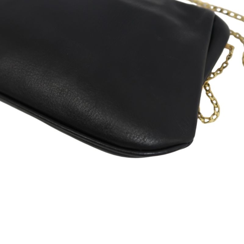 CELINE Vintage Frame Shoulder Bag Leather Black with Gold Hardware