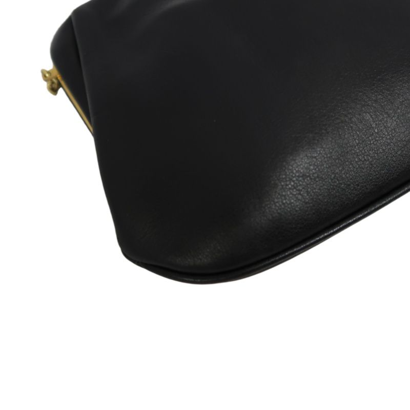 CELINE Vintage Frame Shoulder Bag Leather Black with Gold Hardware