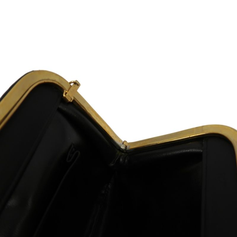 CELINE Vintage Frame Shoulder Bag Leather Black with Gold Hardware