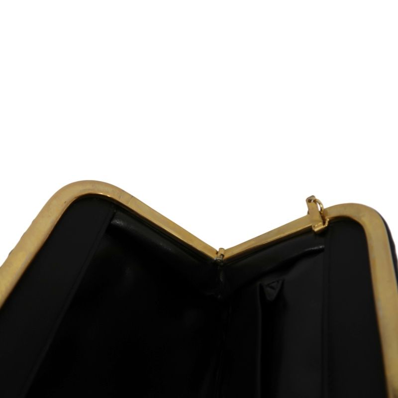 CELINE Vintage Frame Shoulder Bag Leather Black with Gold Hardware