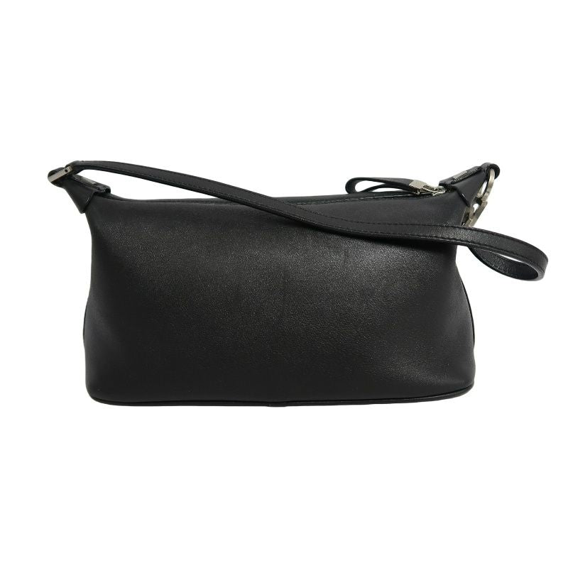 FERRAGAMO Black PVC Shoulder Bag with Silver Hardware and Dust Bag