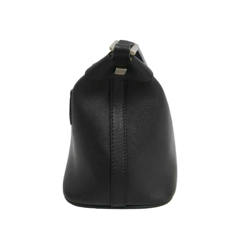 FERRAGAMO Black PVC Shoulder Bag with Silver Hardware and Dust Bag