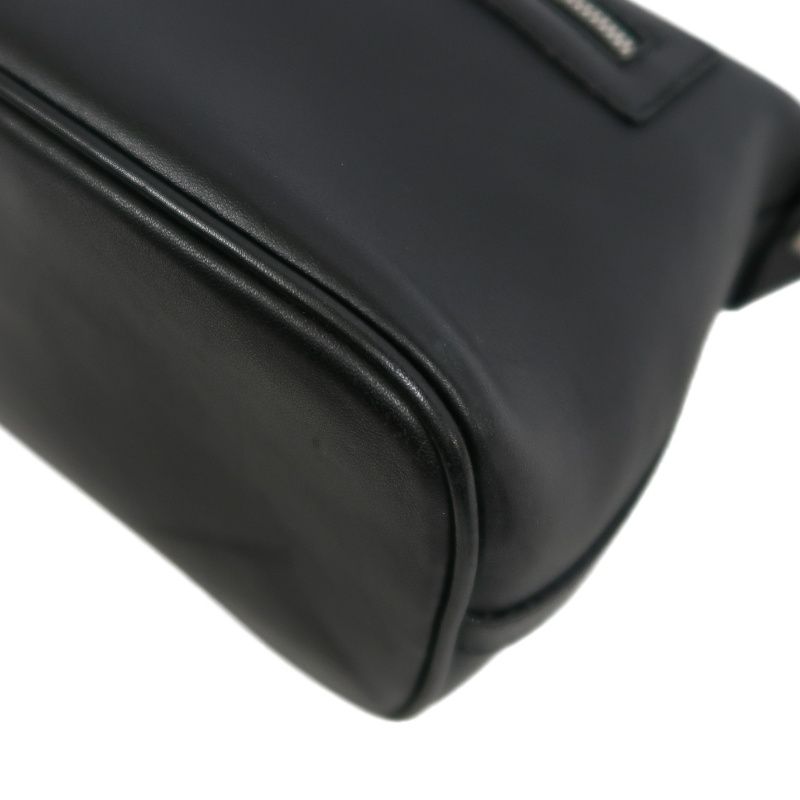 FERRAGAMO Black PVC Shoulder Bag with Silver Hardware and Dust Bag