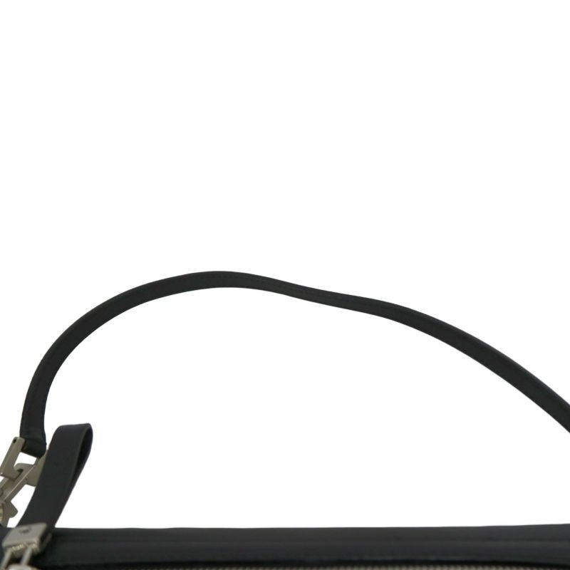 FERRAGAMO Black PVC Shoulder Bag with Silver Hardware and Dust Bag