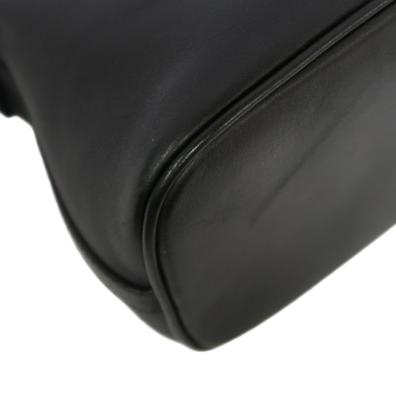 FERRAGAMO Black PVC Shoulder Bag with Silver Hardware and Dust Bag