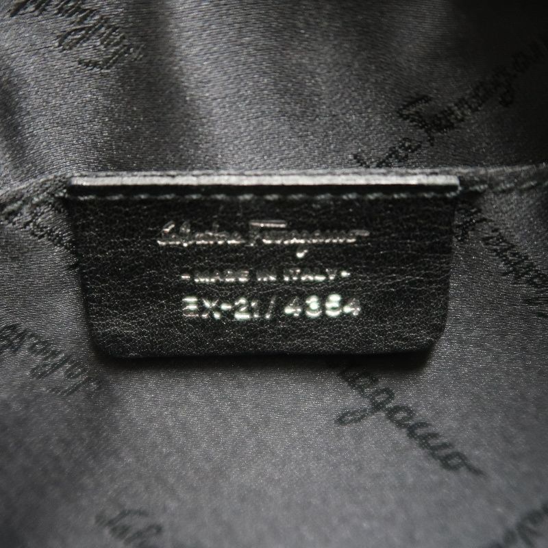 FERRAGAMO Black PVC Shoulder Bag with Silver Hardware and Dust Bag