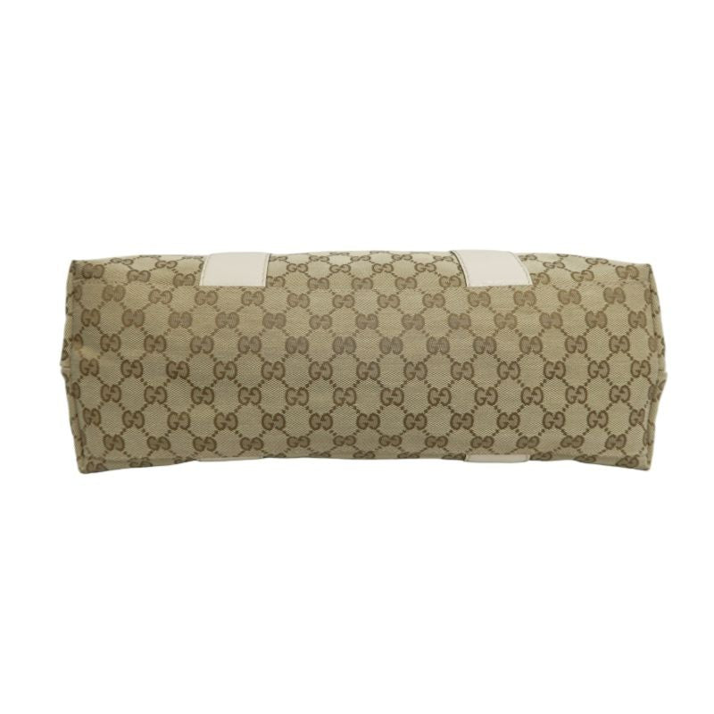 GUCCI Beige GG Canvas Tote Bag with Silver Hardware