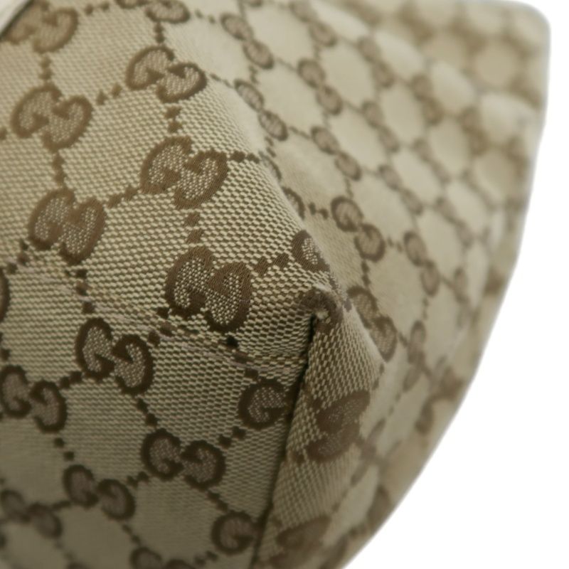 GUCCI Beige GG Canvas Tote Bag with Silver Hardware
