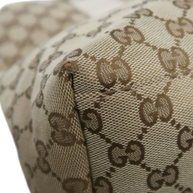 GUCCI Beige GG Canvas Tote Bag with Silver Hardware