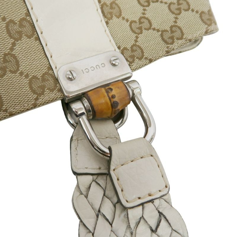 GUCCI Beige GG Canvas Tote Bag with Silver Hardware