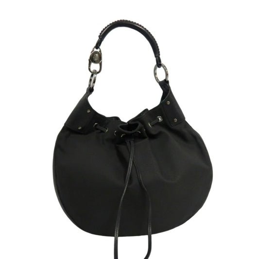 GUCCI Black Canvas Lock Shoulder Bag with Silver Hardware