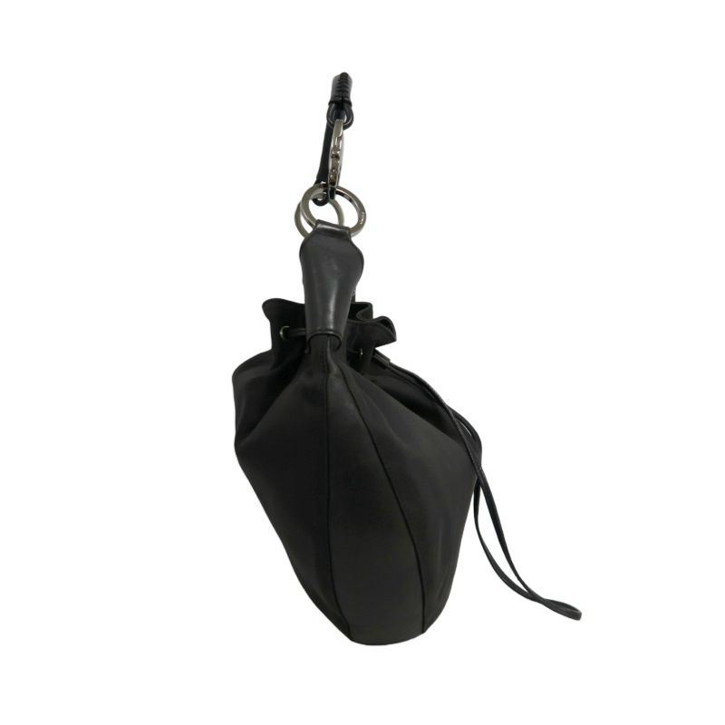 GUCCI Black Canvas Lock Shoulder Bag with Silver Hardware