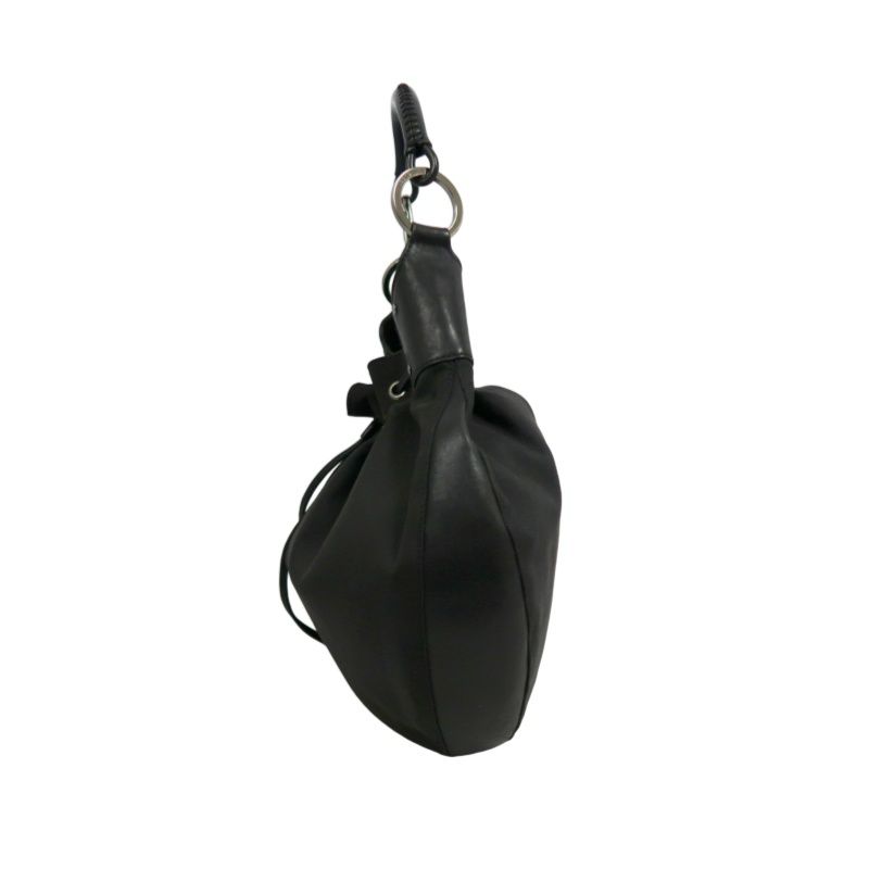 GUCCI Black Canvas Lock Shoulder Bag with Silver Hardware