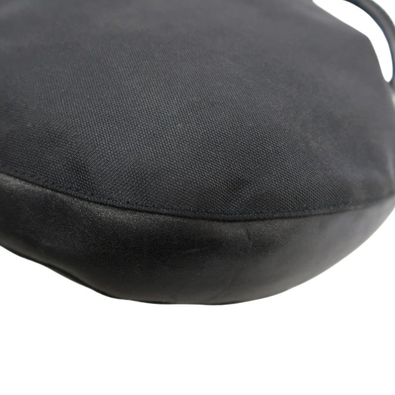 GUCCI Black Canvas Lock Shoulder Bag with Silver Hardware