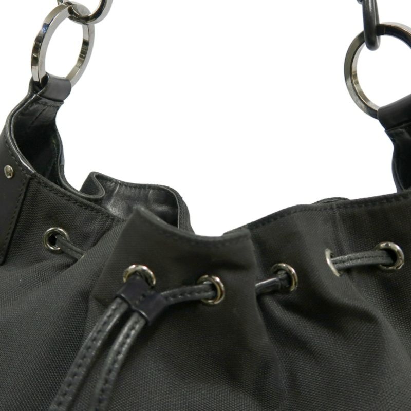 GUCCI Black Canvas Lock Shoulder Bag with Silver Hardware
