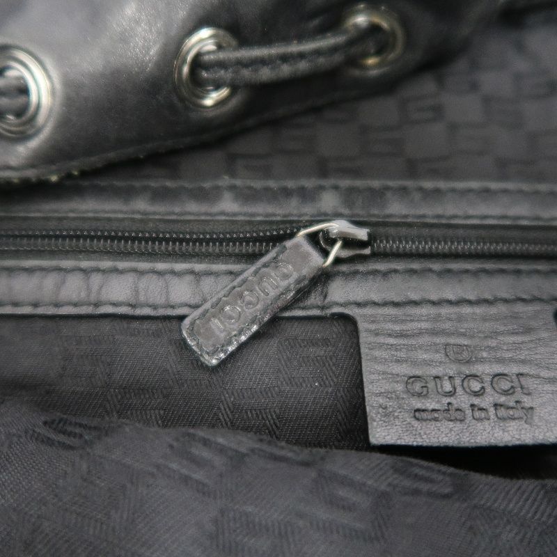 GUCCI Black Canvas Lock Shoulder Bag with Silver Hardware