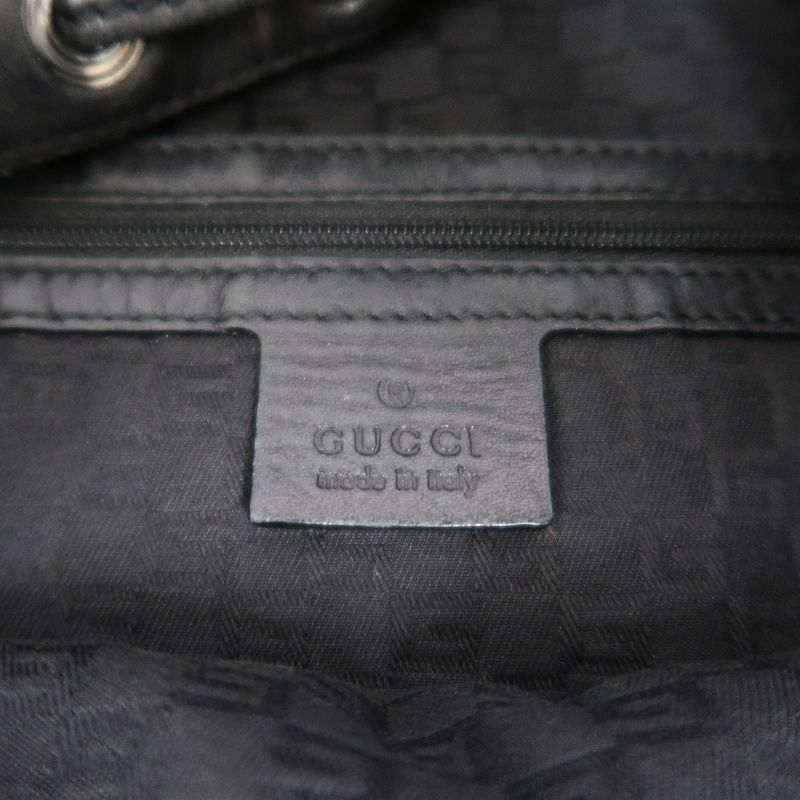 GUCCI Black Canvas Lock Shoulder Bag with Silver Hardware