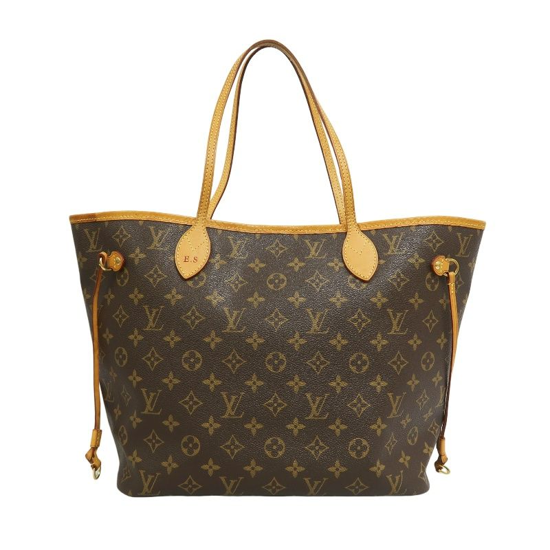 LOUIS VUITTON Neverfull MM Tote Bag in Brown Monogram Canvas with E·S Initials