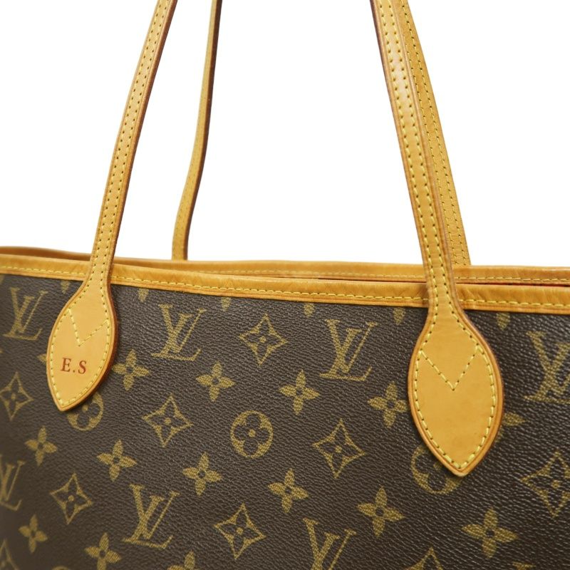 LOUIS VUITTON Neverfull MM Tote Bag in Brown Monogram Canvas with E·S Initials