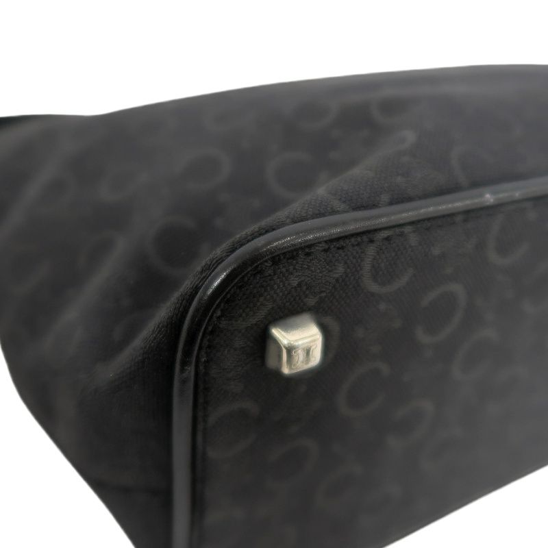 CELINE Canvas Shoulder Bag in Black with Silver Hardware