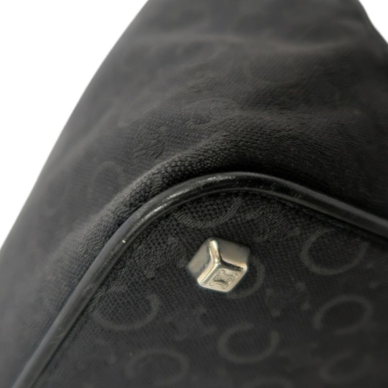 CELINE Canvas Shoulder Bag in Black with Silver Hardware