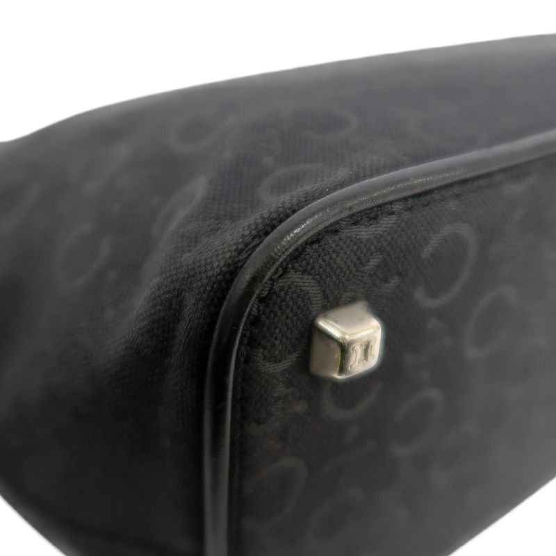 CELINE Canvas Shoulder Bag in Black with Silver Hardware